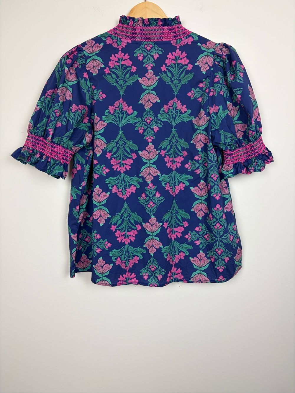 TODAY SALE 🎈🎈Entro Pink Floral Puff Sleeve Cottagecore Blouse Size Large - Picture 6 of 9